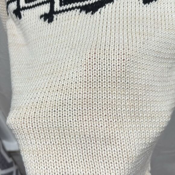 Ralph Lauren Boat Neck Intarsia Knit Sweater Pullover Cream Black Size Small - Picture 4 of 9